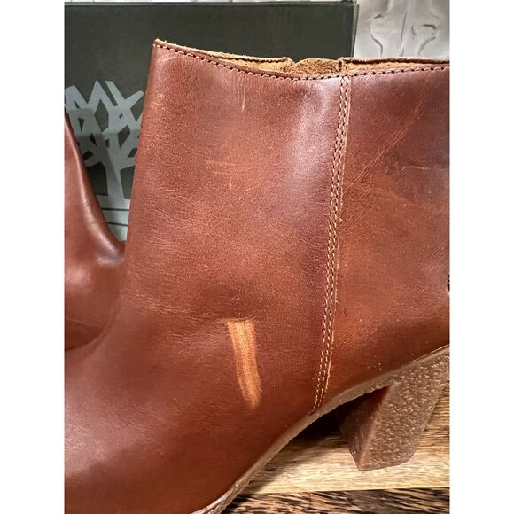 Timberland Tillston Medium Brown Full Grain Leather Boots with Peep Toe Size 9M - Picture 6 of 8